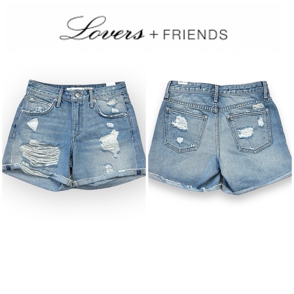 Lovers & Friends Dylan Boyfriend jeans shorts, distressed, color Harper, sz 24 - Picture 2 of 15